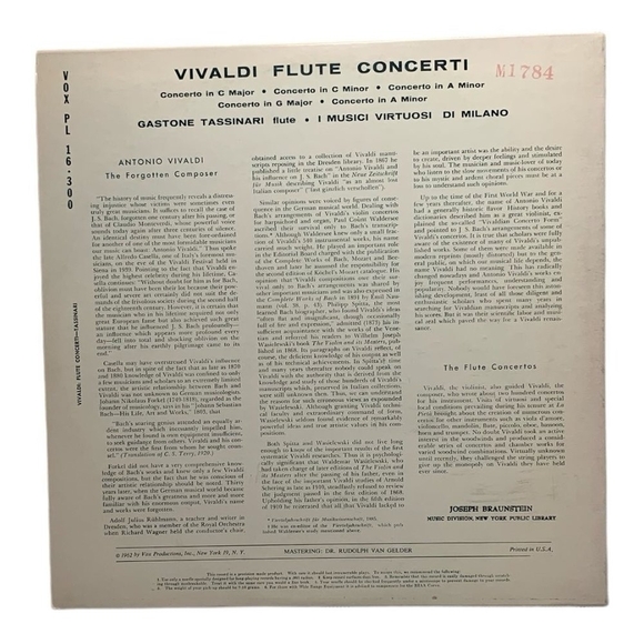 LP Antonio Vivaldi - Five Concerti for Flute Vinyl Record - Picture 2 of 2